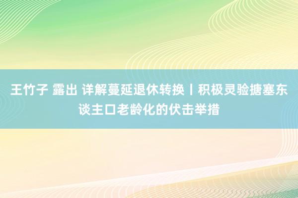 王竹子 露出 详解蔓延退休转换丨积极灵验搪塞东谈主口老龄化的伏击举措