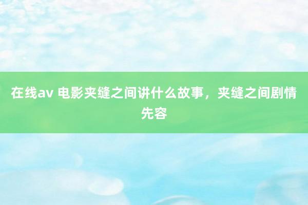 在线av 电影夹缝之间讲什么故事，夹缝之间剧情先容