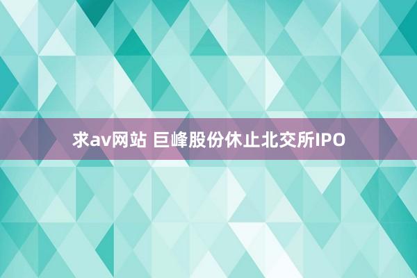 求av网站 巨峰股份休止北交所IPO