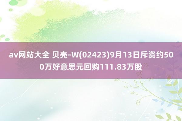 av网站大全 贝壳-W(02423)9月13日斥资约500万好意思元回购111.83万股