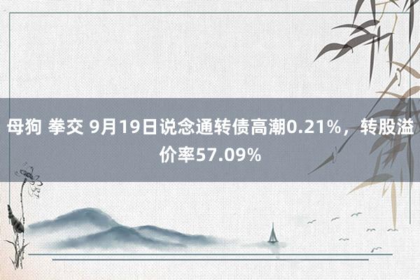 母狗 拳交 9月19日说念通转债高潮0.21%，转股溢价率57.09%