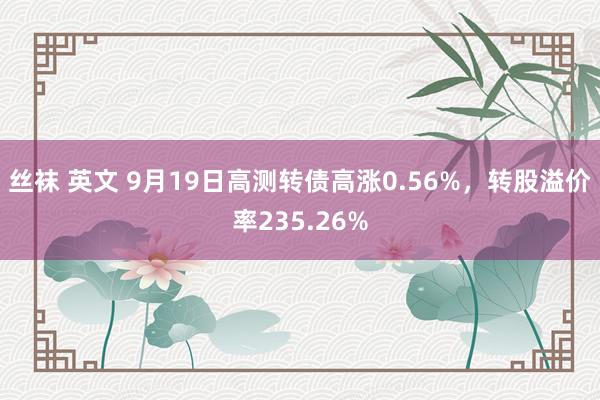 丝袜 英文 9月19日高测转债高涨0.56%，转股溢价率235.26%