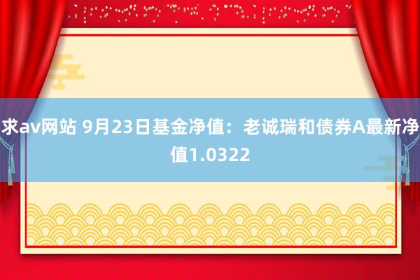 求av网站 9月23日基金净值：老诚瑞和债券A最新净值1.0322