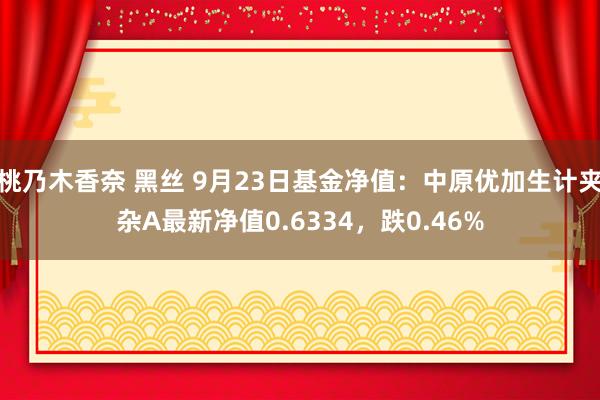 桃乃木香奈 黑丝 9月23日基金净值：中原优加生计夹杂A最新净值0.6334，跌0.46%