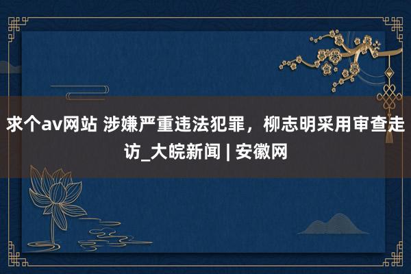 求个av网站 涉嫌严重违法犯罪，柳志明采用审查走访_大皖新闻 | 安徽网