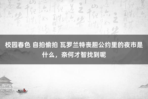 校园春色 自拍偷拍 瓦罗兰特丧胆公约里的夜市是什么，奈何才智找到呢