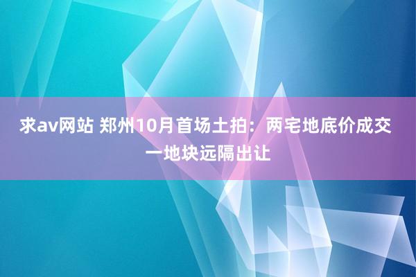 求av网站 郑州10月首场土拍：两宅地底价成交 一地块远隔出让