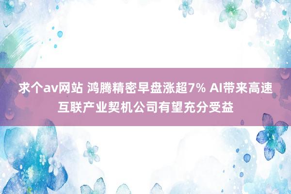 求个av网站 鸿腾精密早盘涨超7% AI带来高速互联产业契机公司有望充分受益