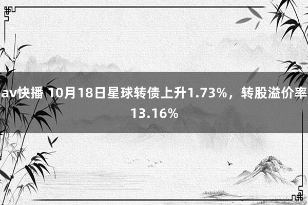 av快播 10月18日星球转债上升1.73%，转股溢价率13.16%