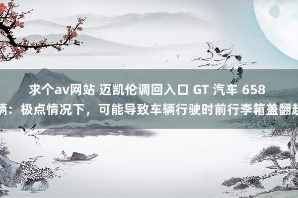 求个av网站 迈凯伦调回入口 GT 汽车 658 辆：极点情况下，可能导致车辆行驶时前行李箱盖翻起