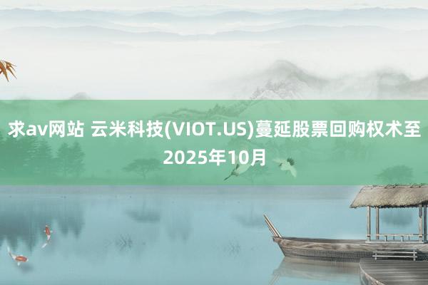 求av网站 云米科技(VIOT.US)蔓延股票回购权术至2025年10月