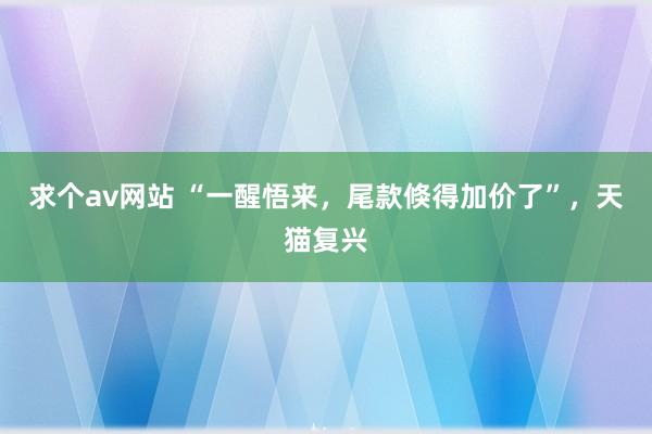 求个av网站 “一醒悟来，尾款倏得加价了”，天猫复兴