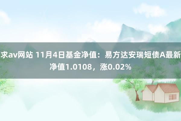 求av网站 11月4日基金净值：易方达安瑞短债A最新净值1.0108，涨0.02%