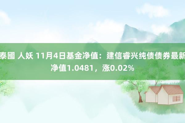 泰國 人妖 11月4日基金净值：建信睿兴纯债债券最新净值1.0481，涨0.02%