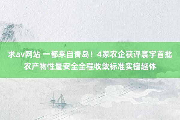 求av网站 一都来自青岛！4家农企获评寰宇首批农产物性量安全全程收敛标准实檀越体