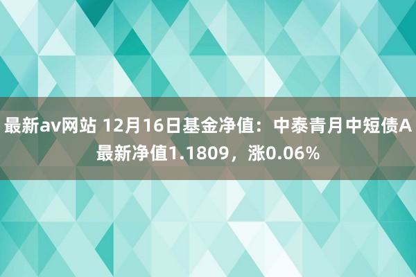 最新av网站 12月16日基金净值：中泰青月中短债A最新净值1.1809，涨0.06%