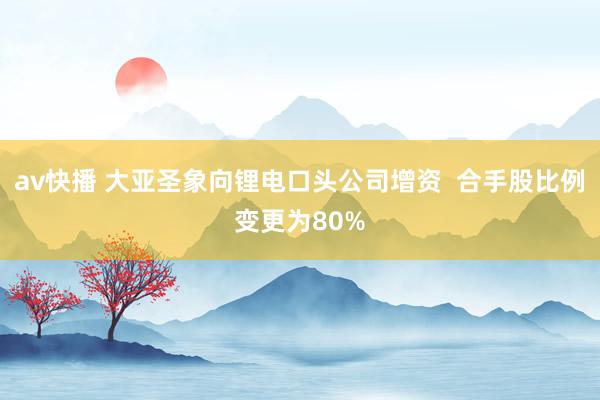 av快播 大亚圣象向锂电口头公司增资  合手股比例变更为80%