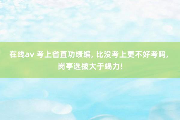 在线av 考上省直功绩编， 比没考上更不好考吗， 岗亭选拔大于竭力!