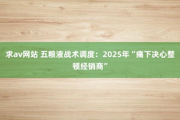 求av网站 五粮液战术调度：2025年“痛下决心整顿经销商”