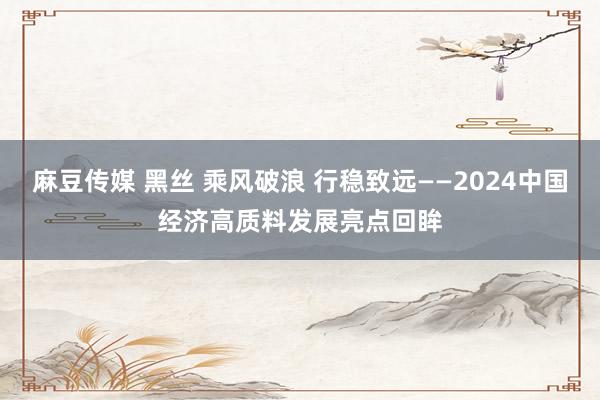 麻豆传媒 黑丝 乘风破浪 行稳致远——2024中国经济高质料发展亮点回眸