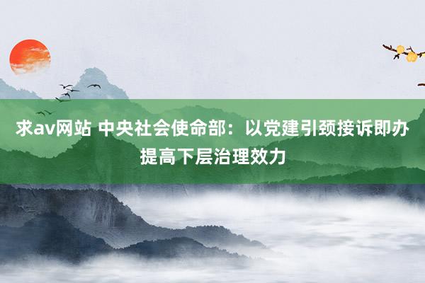 求av网站 中央社会使命部：以党建引颈接诉即办提高下层治理效力