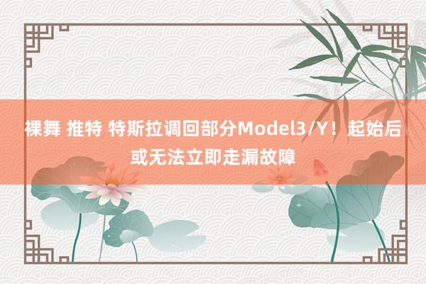 裸舞 推特 特斯拉调回部分Model3/Y！起始后或无法立即走漏故障