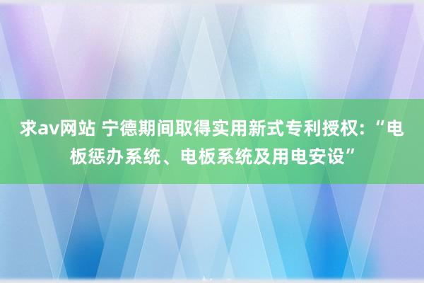 求av网站 宁德期间取得实用新式专利授权: “电板惩办系统、电板系统及用电安设”