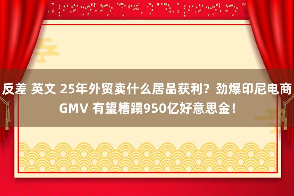 反差 英文 25年外贸卖什么居品获利？劲爆印尼电商GMV 有望糟蹋950亿好意思金！