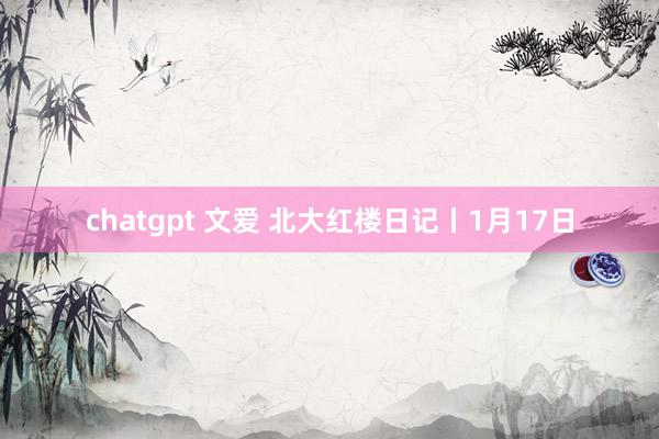 chatgpt 文爱 北大红楼日记丨1月17日