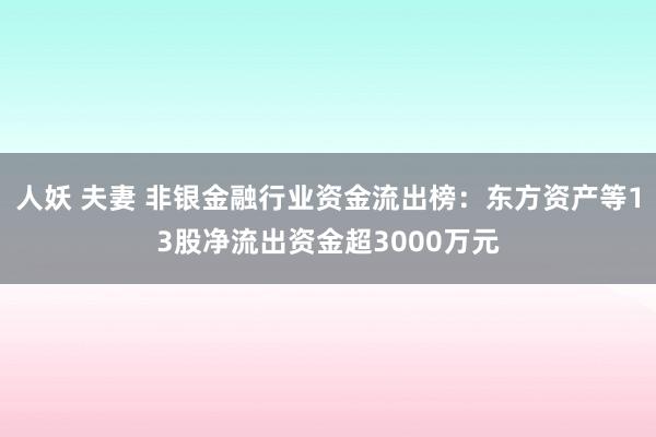 人妖 夫妻 非银金融行业资金流出榜：东方资产等13股净流出资金超3000万元